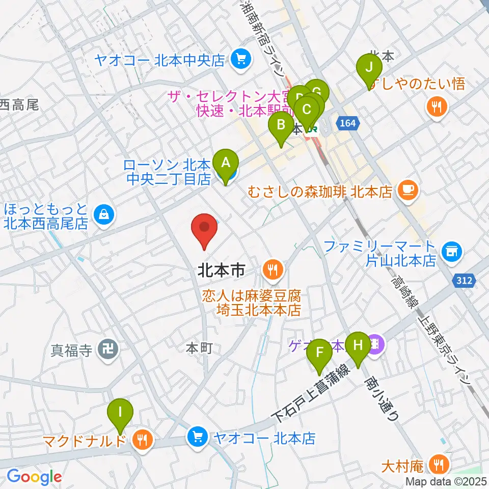 北本市文化センター周辺のコンビニエンスストア一覧地図