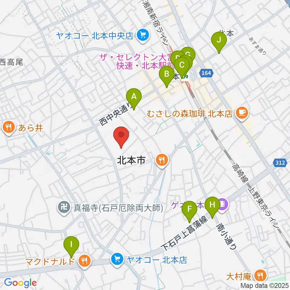 北本市文化センター周辺のコンビニエンスストア一覧地図