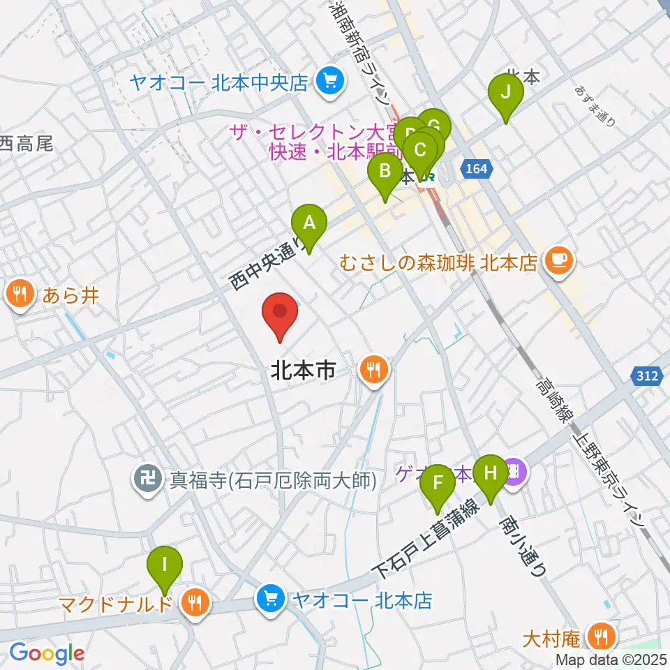 北本市文化センター周辺のコンビニエンスストア一覧地図