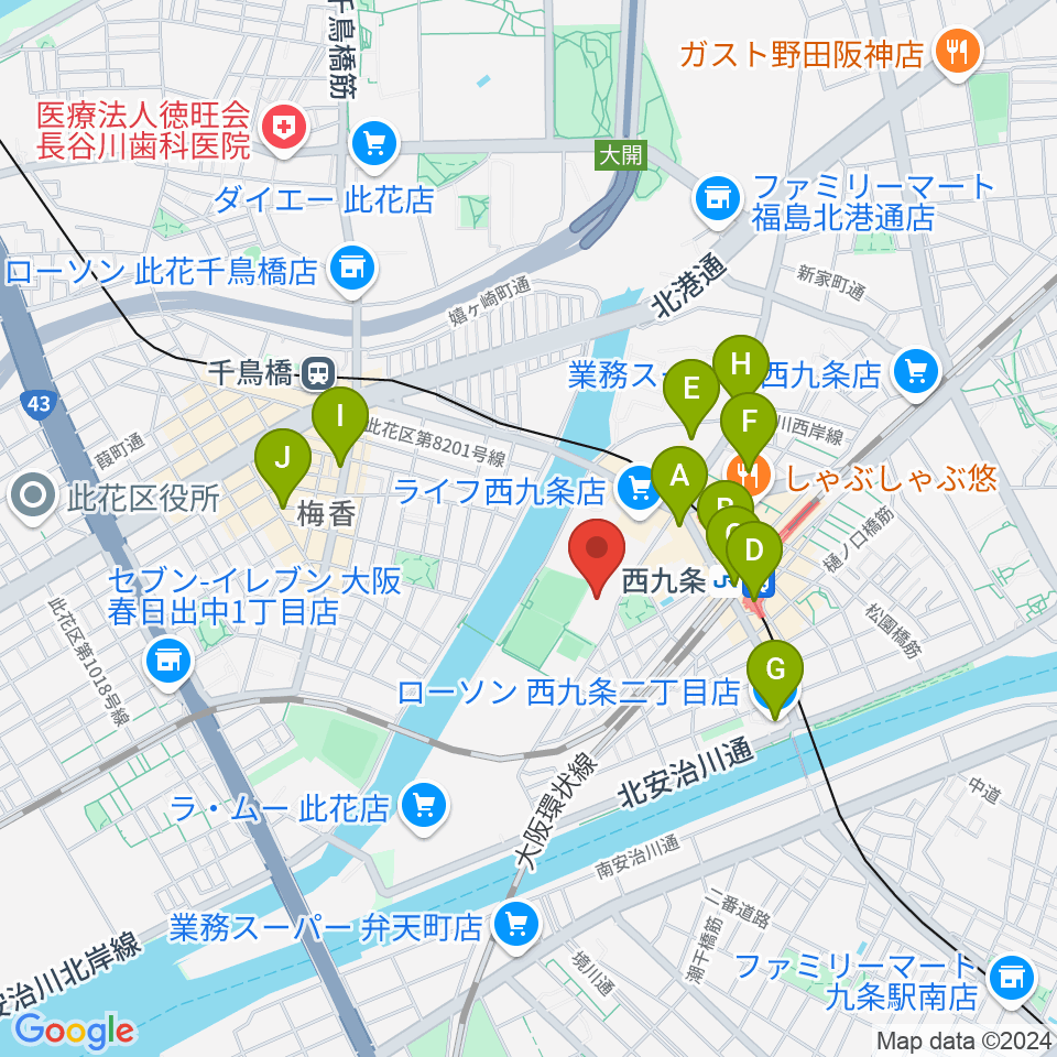 大阪市立こども文化センター周辺のコンビニエンスストア一覧地図