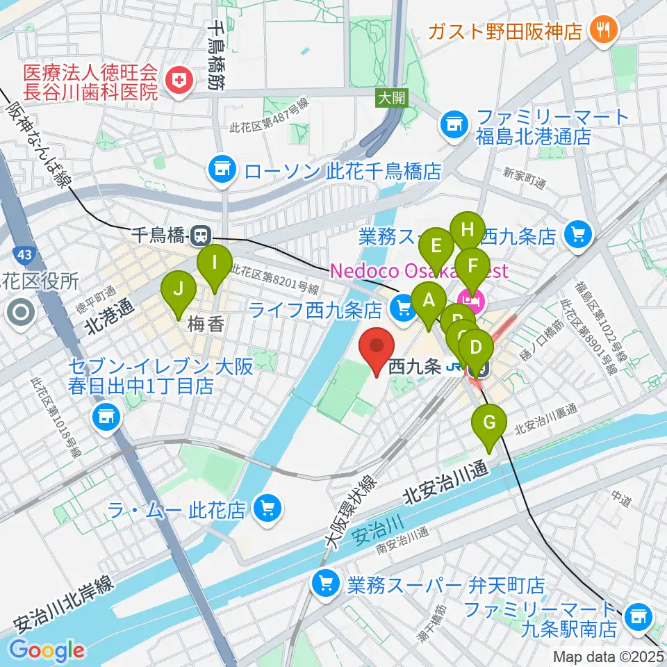 大阪市立こども文化センター周辺のコンビニエンスストア一覧地図