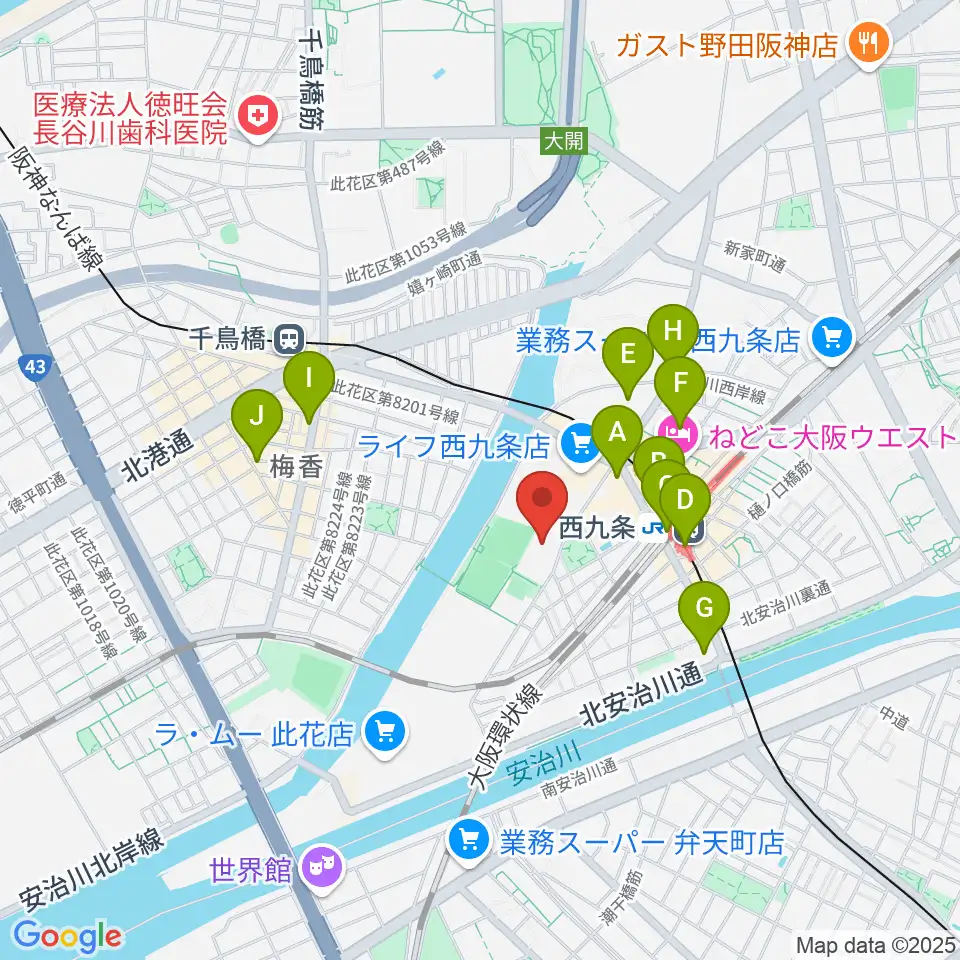 大阪市立こども文化センター周辺のコンビニエンスストア一覧地図