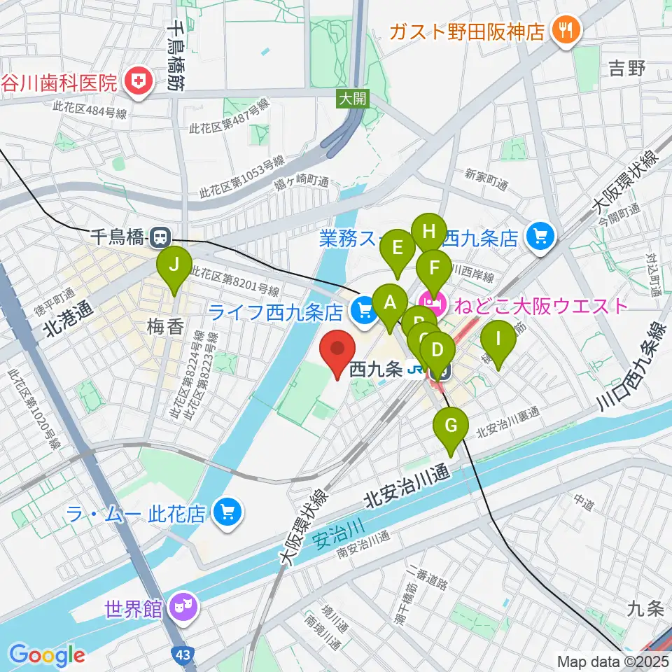 大阪市立こども文化センター周辺のコンビニエンスストア一覧地図