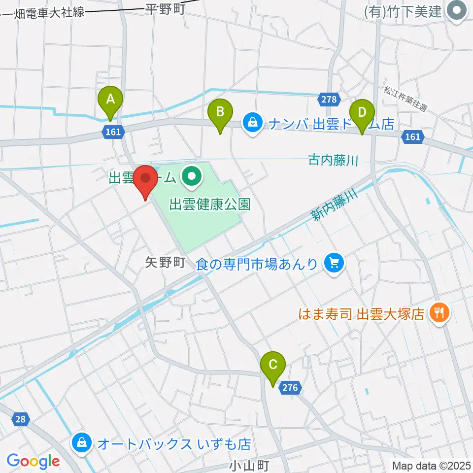 出雲アポロ周辺のコンビニエンスストア一覧地図