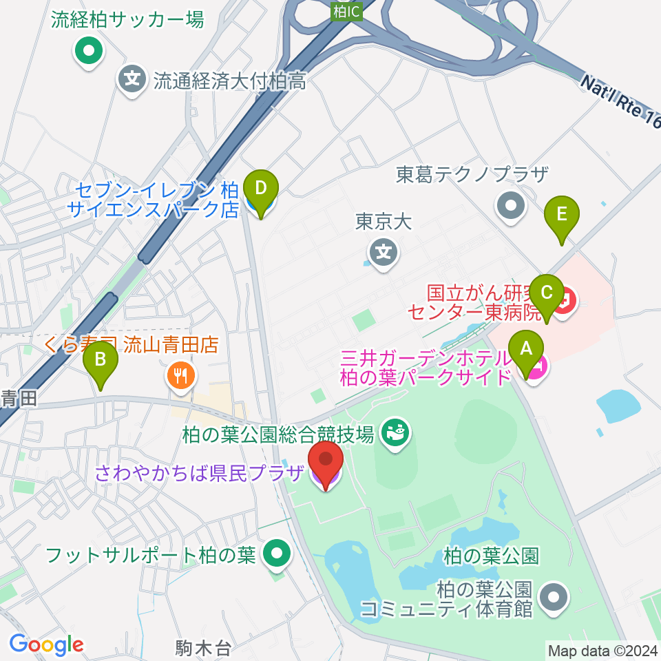 さわやかちば県民プラザ周辺のコンビニエンスストア一覧地図