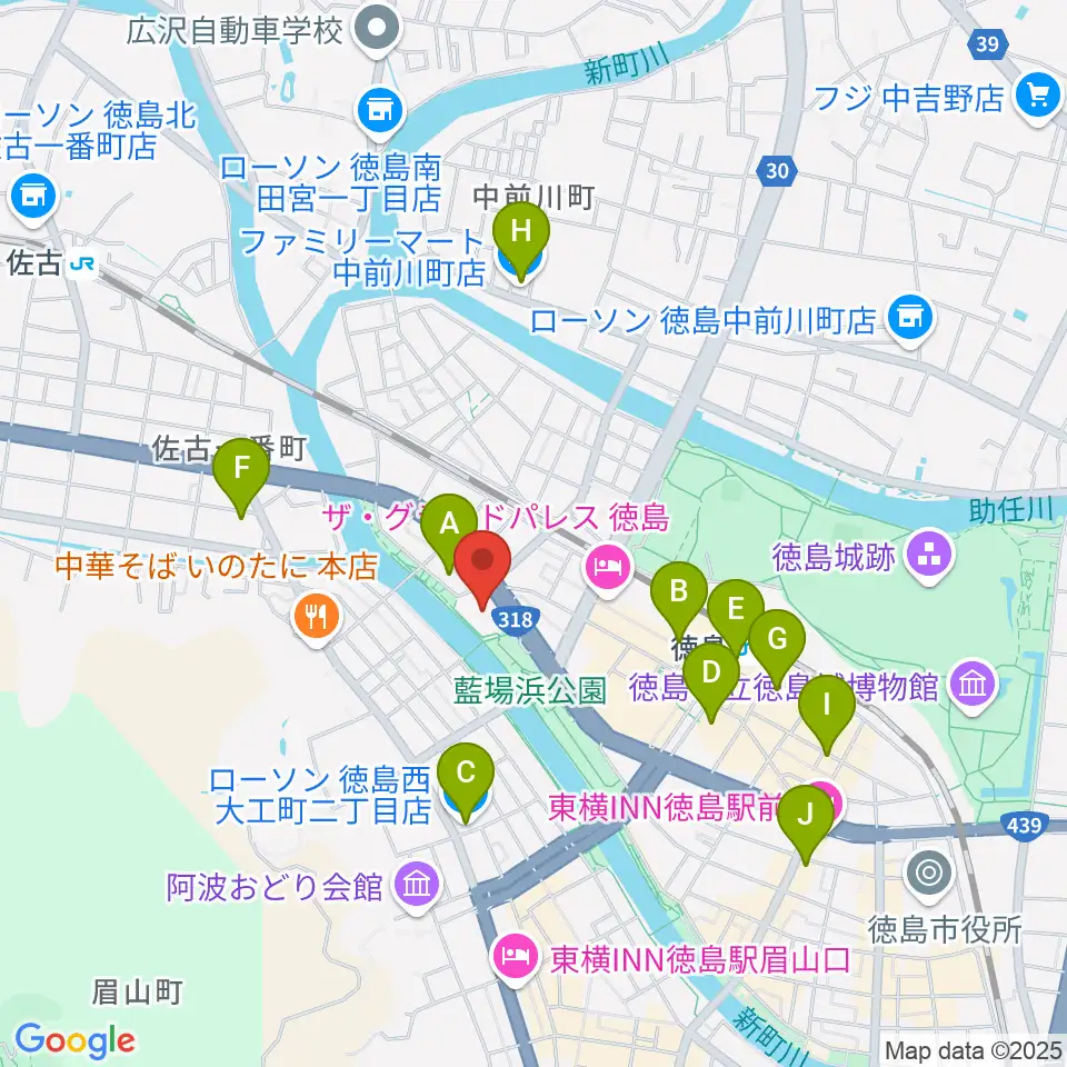 あわぎんホール周辺のコンビニエンスストア一覧地図