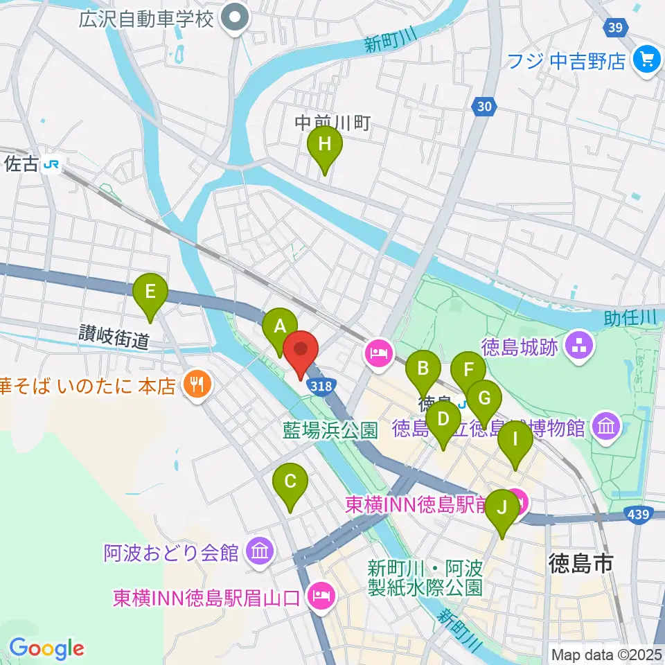 あわぎんホール周辺のコンビニエンスストア一覧地図