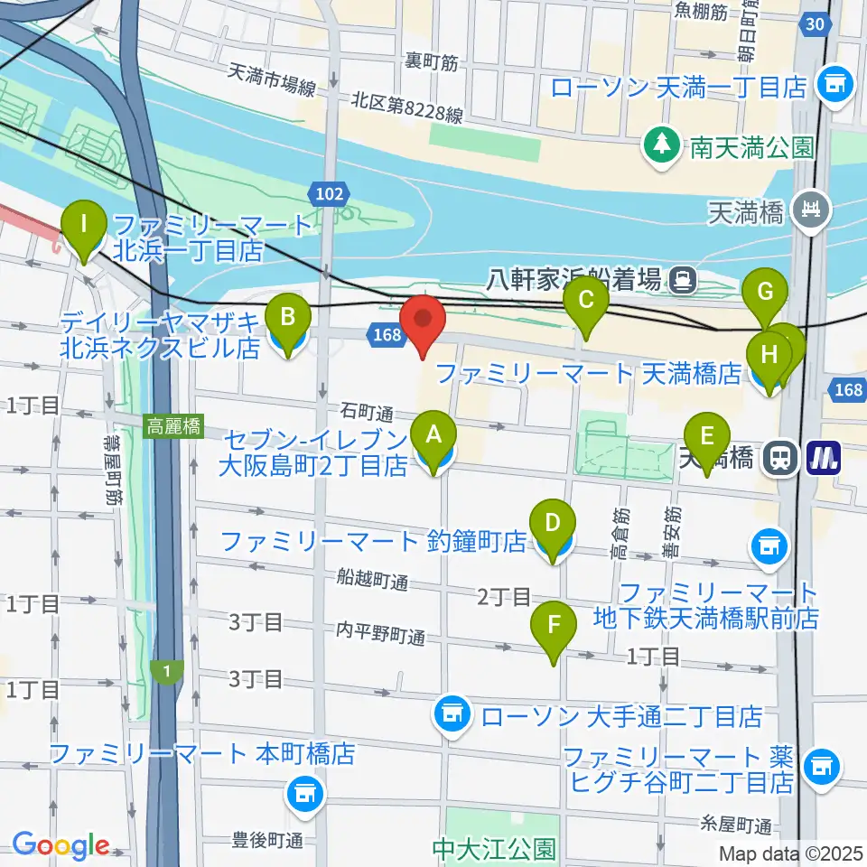 エル・おおさか 大阪府立労働センター周辺のコンビニエンスストア一覧地図