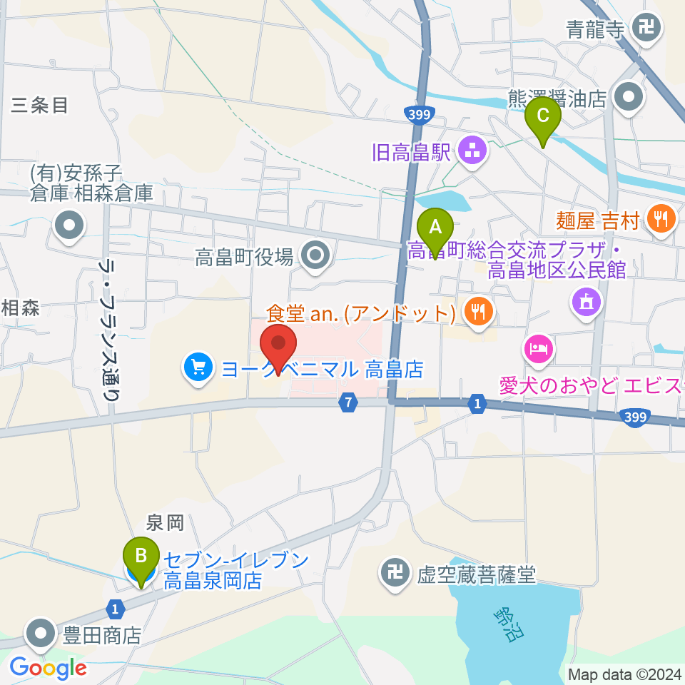 高畠町文化ホール まほら周辺のコンビニエンスストア一覧地図