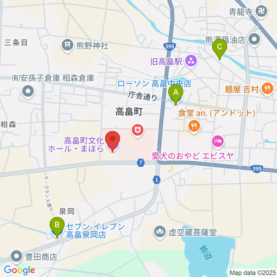 高畠町文化ホール まほら周辺のコンビニエンスストア一覧地図