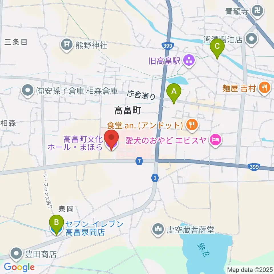 高畠町文化ホール まほら周辺のコンビニエンスストア一覧地図