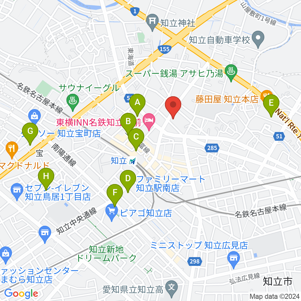 知立リリオ･コンサートホール周辺のコンビニエンスストア一覧地図