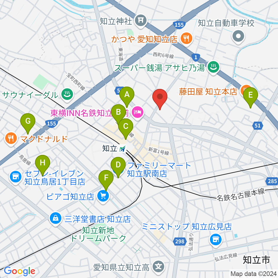 知立リリオ･コンサートホール周辺のコンビニエンスストア一覧地図