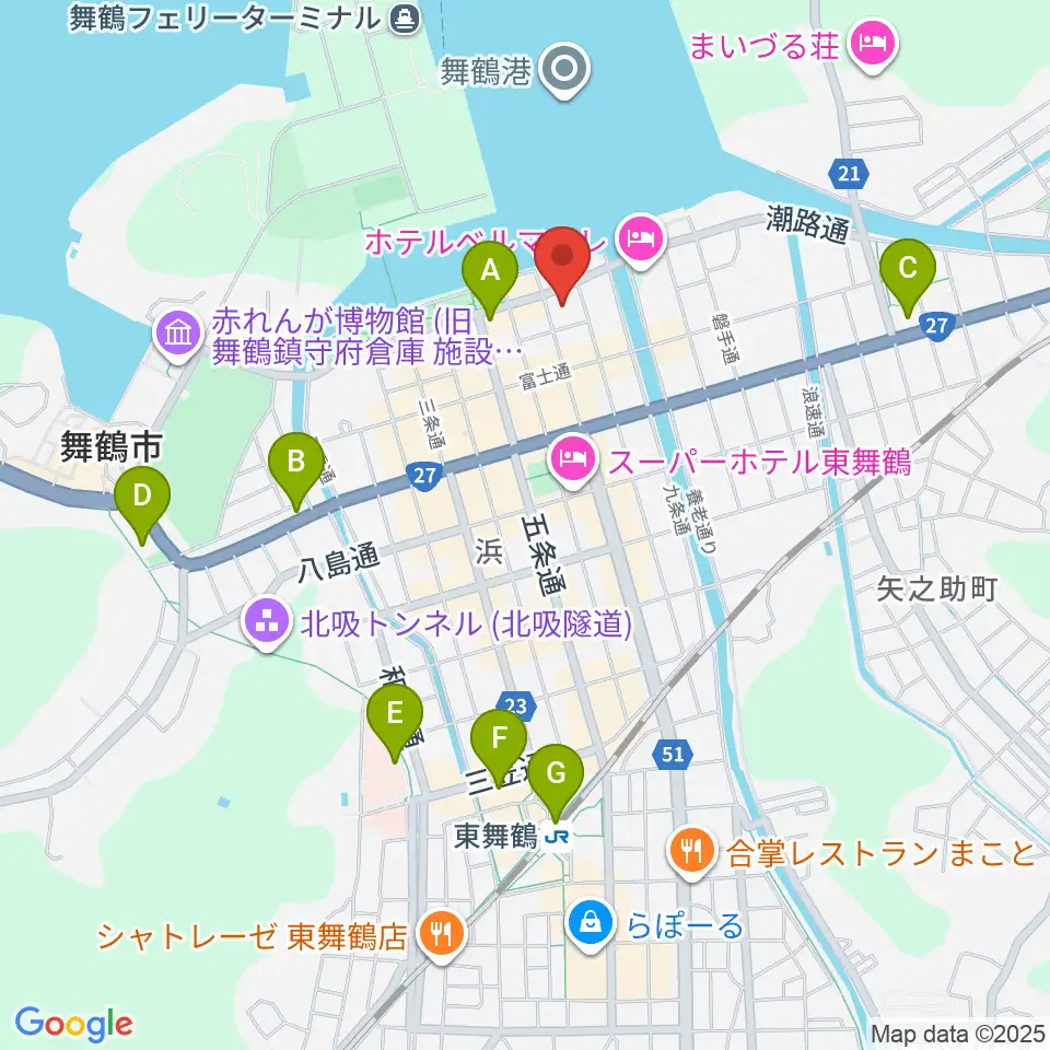舞鶴市商工観光センターまいづるベイプラザ周辺のコンビニエンスストア一覧地図