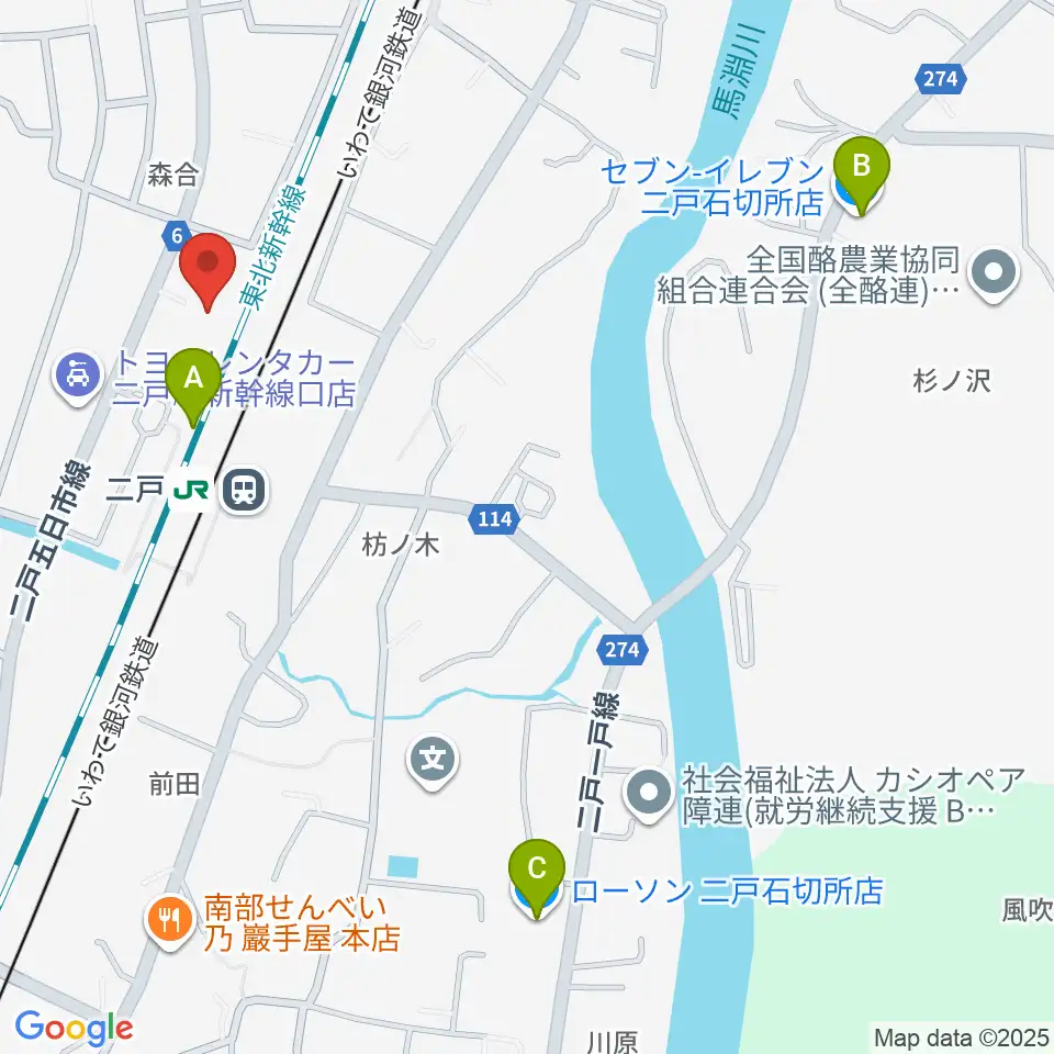 カシオペアメッセ・なにゃーと周辺のコンビニエンスストア一覧地図