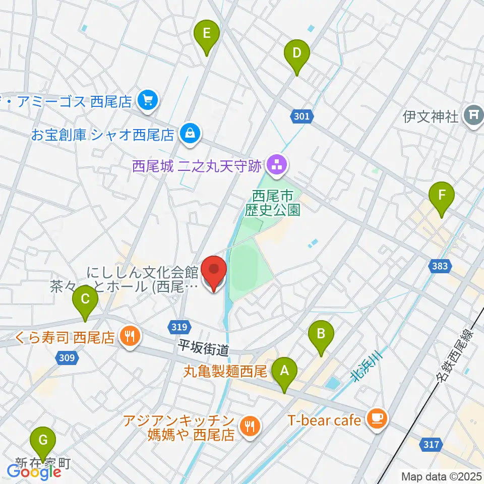 にししん文化会館 茶々っとホール周辺のコンビニエンスストア一覧地図