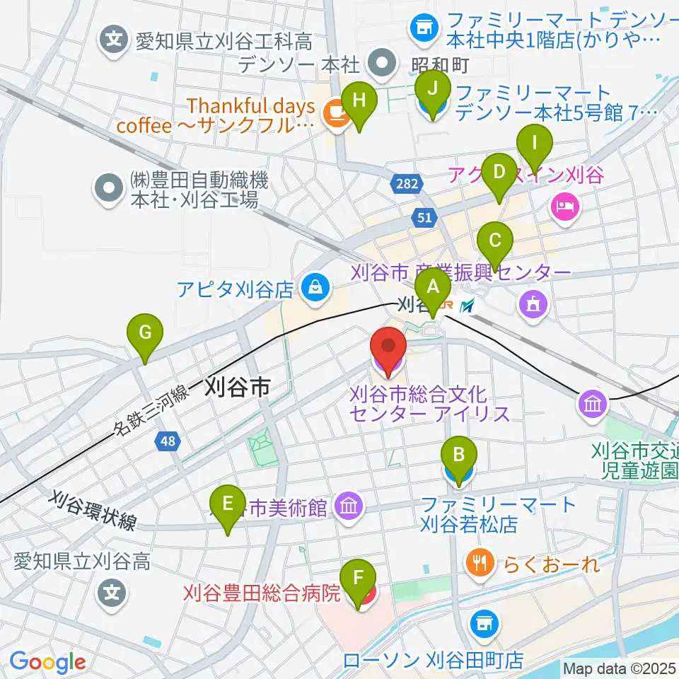 刈谷市総合文化センター アイリス周辺のコンビニエンスストア一覧地図