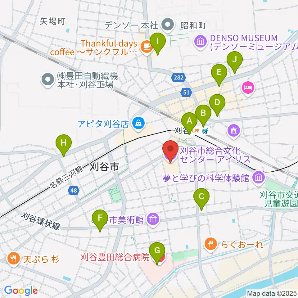 刈谷市総合文化センター アイリス周辺のコンビニエンスストア一覧地図