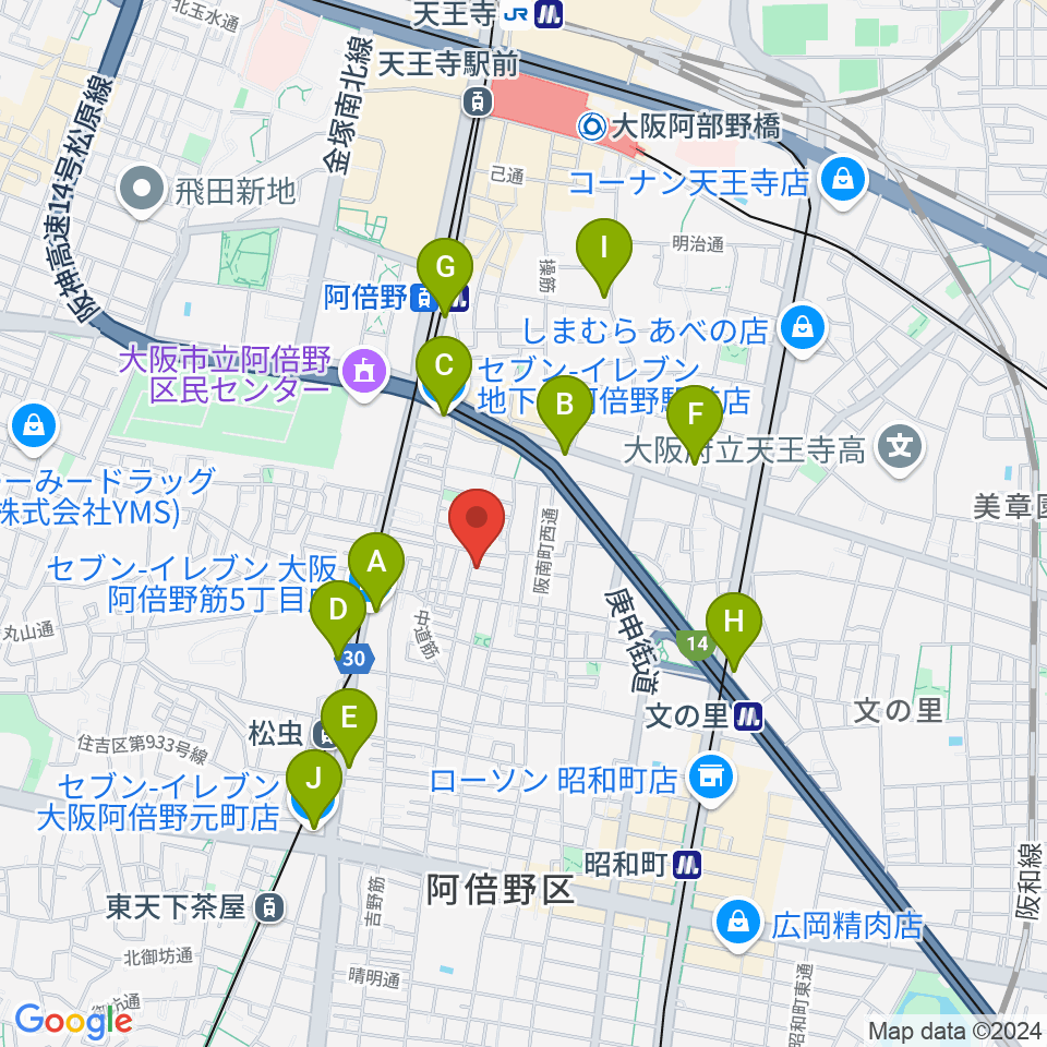 音楽教室 HOUSE MUSIC周辺のコンビニエンスストア一覧地図