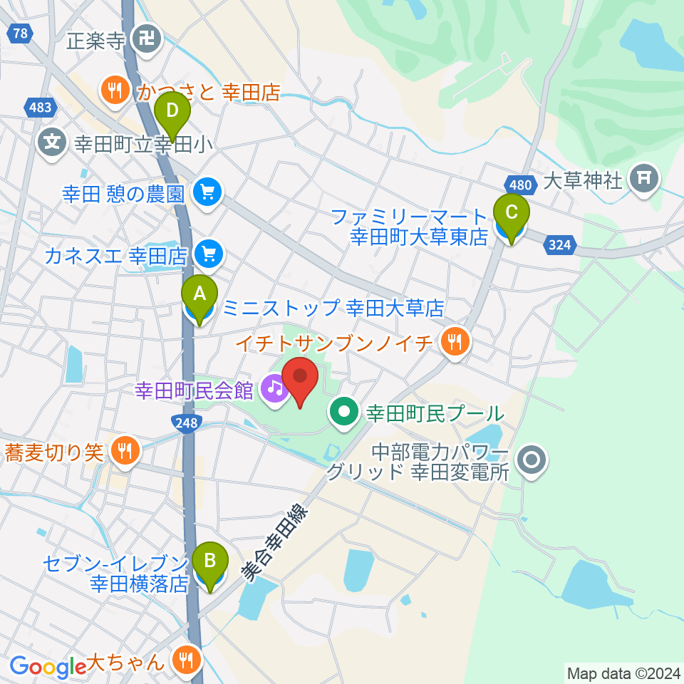 幸田町民会館周辺のコンビニエンスストア一覧地図