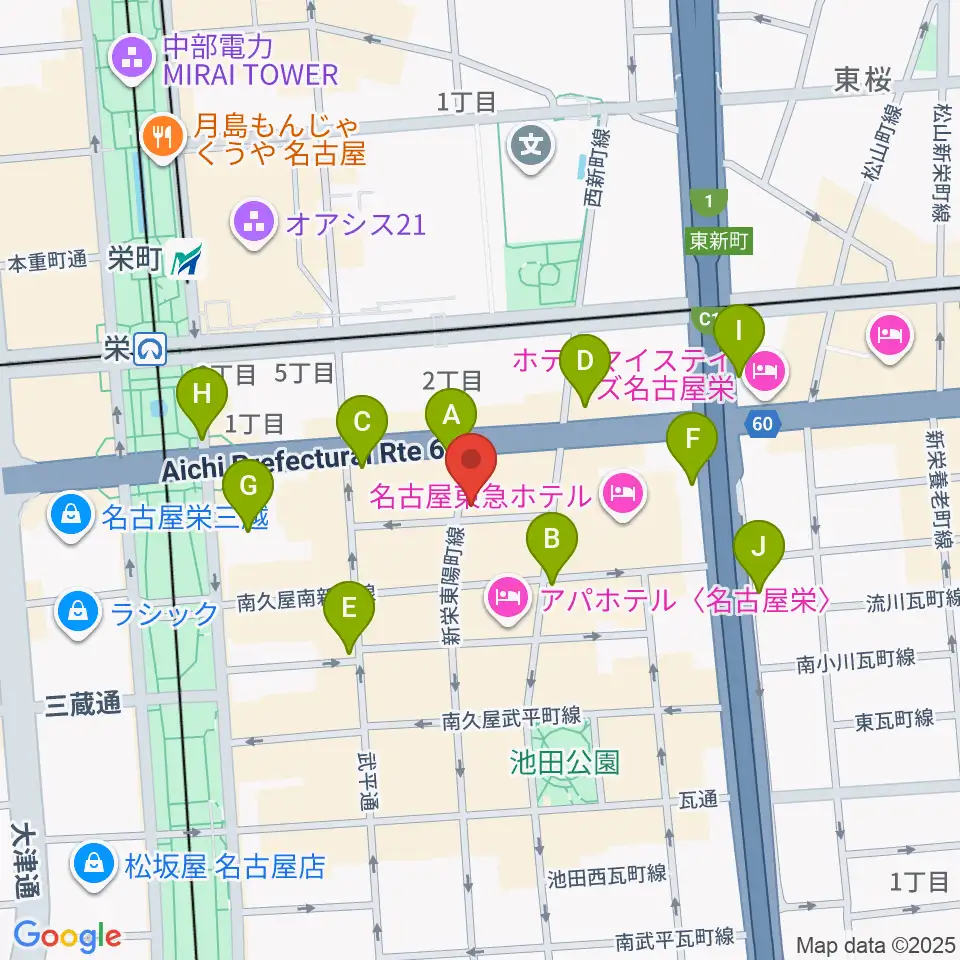 名古屋栄Live DOXY周辺のコンビニエンスストア一覧地図