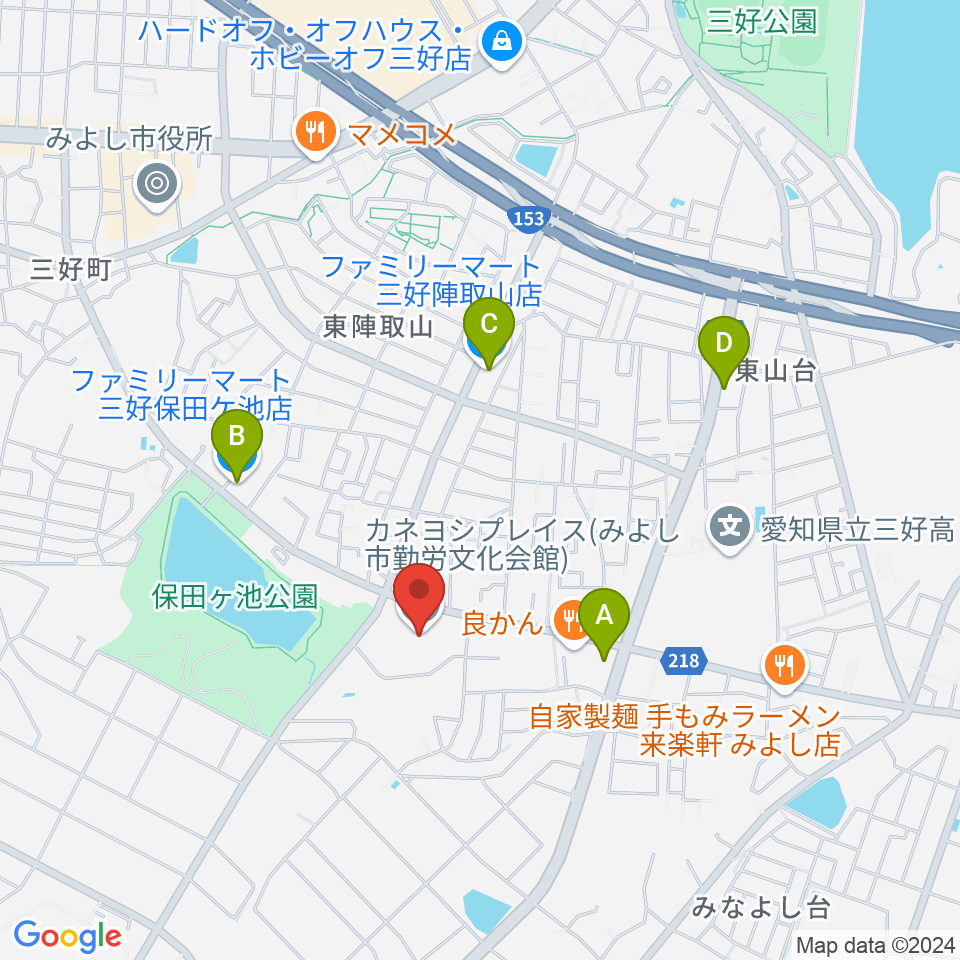 カネヨシプレイス周辺のコンビニエンスストア一覧地図