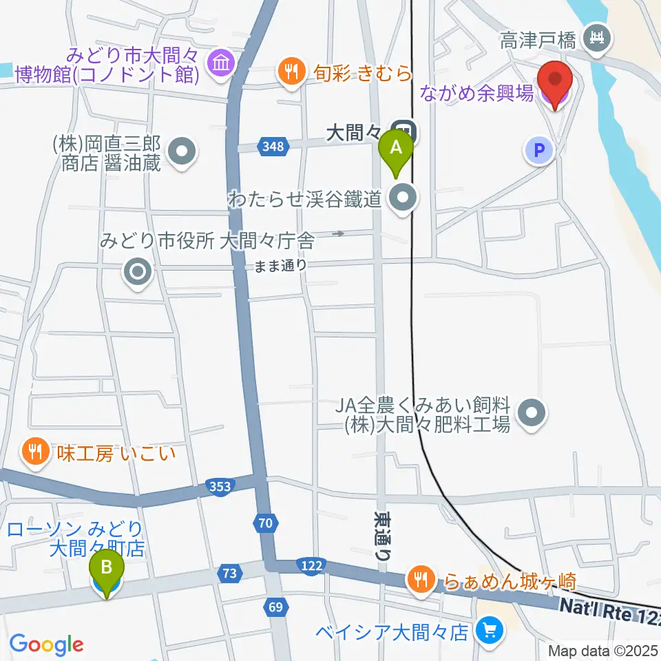 ながめ余興場周辺のコンビニエンスストア一覧地図