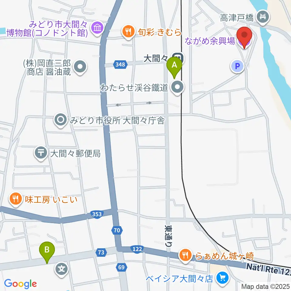 ながめ余興場周辺のコンビニエンスストア一覧地図