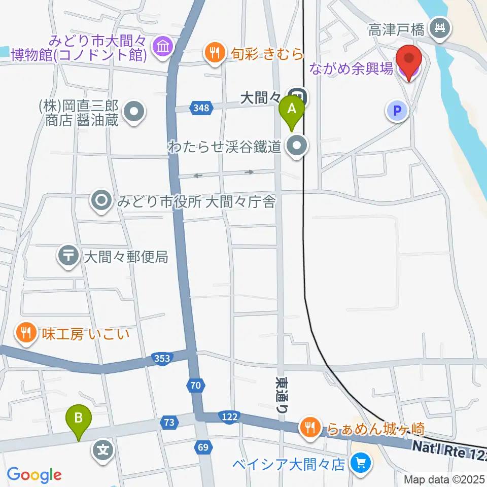 ながめ余興場周辺のコンビニエンスストア一覧地図