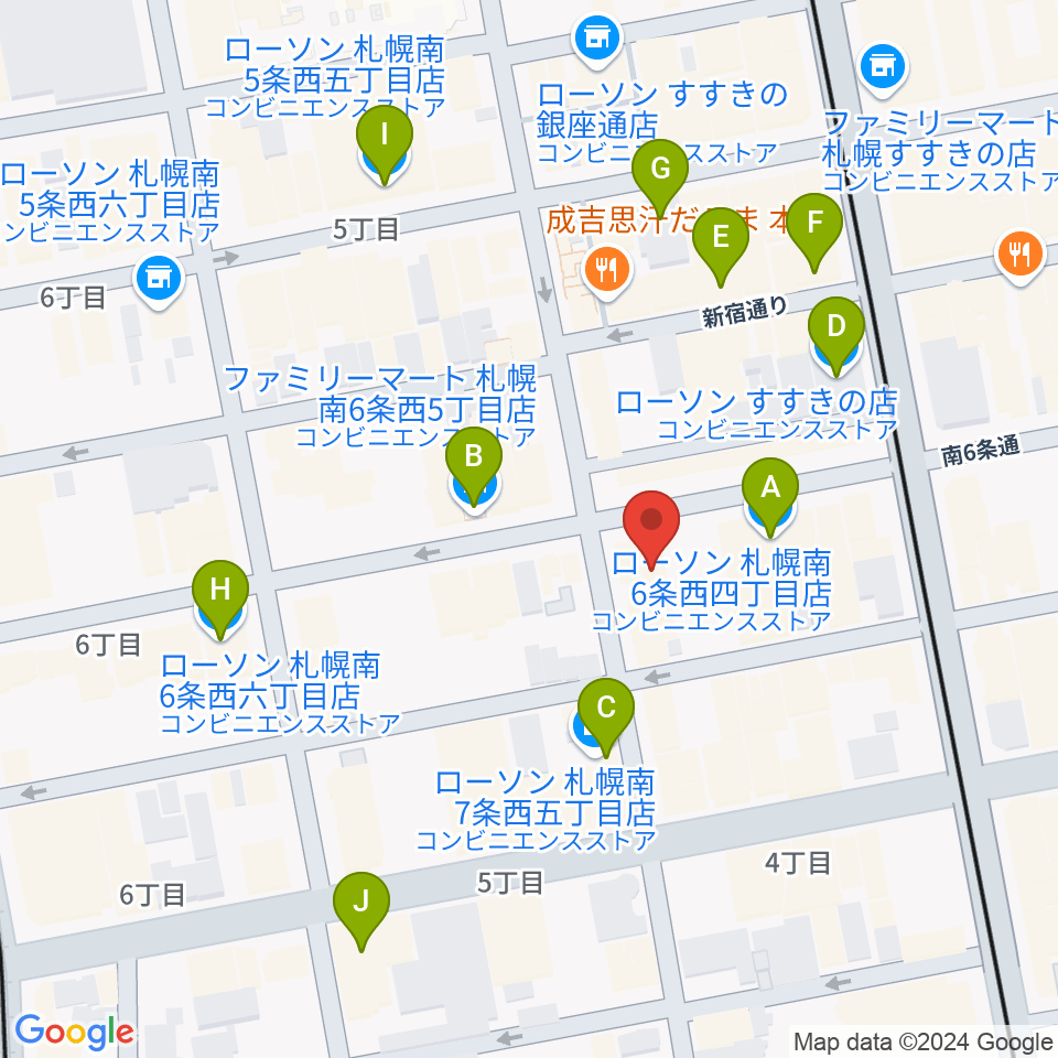 札幌クレイジーモンキー周辺のコンビニエンスストア一覧地図