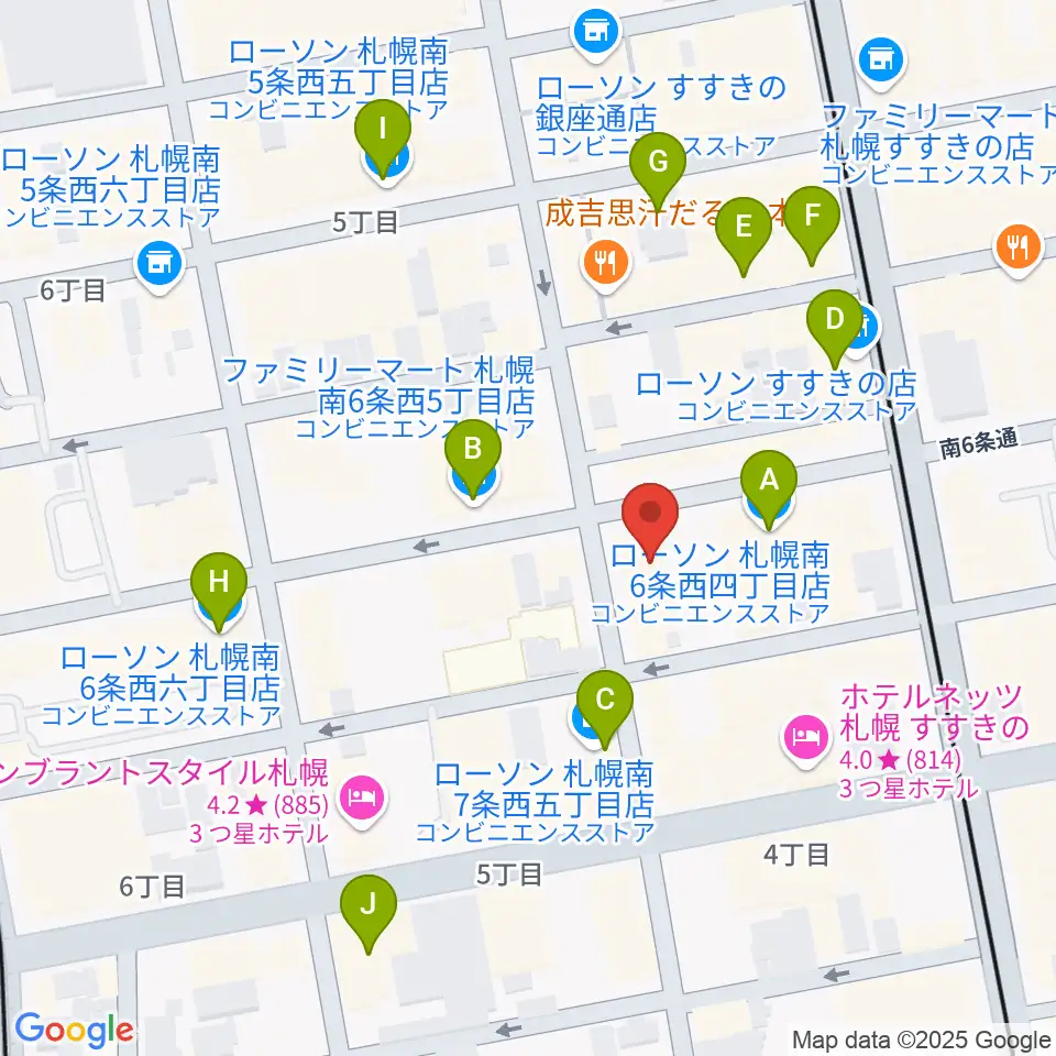 札幌クレイジーモンキー周辺のコンビニエンスストア一覧地図