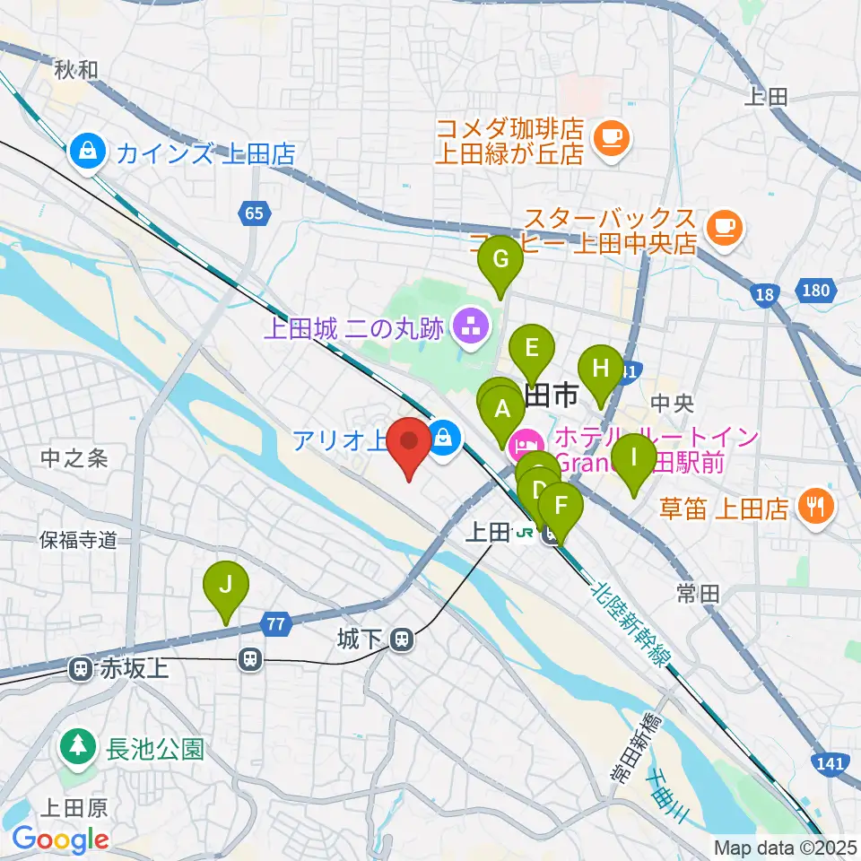 サントミューゼ 上田市交流文化芸術センター周辺のコンビニエンスストア一覧地図