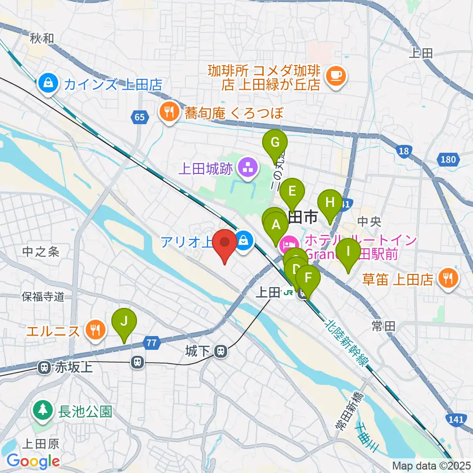 サントミューゼ周辺のコンビニエンスストア一覧地図