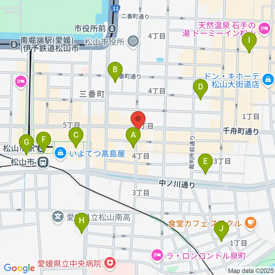 松山Double-u Studio周辺のコンビニエンスストア一覧地図