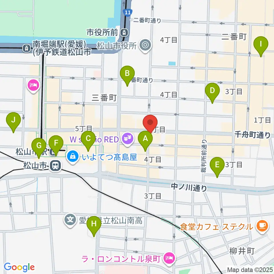 松山Double-u Studio周辺のコンビニエンスストア一覧地図