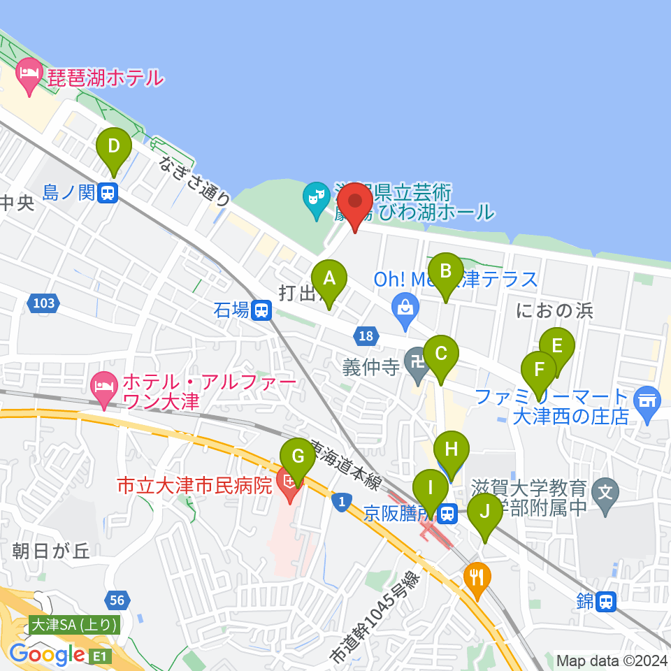 ピアザ淡海 ピアザホール周辺のコンビニエンスストア一覧地図