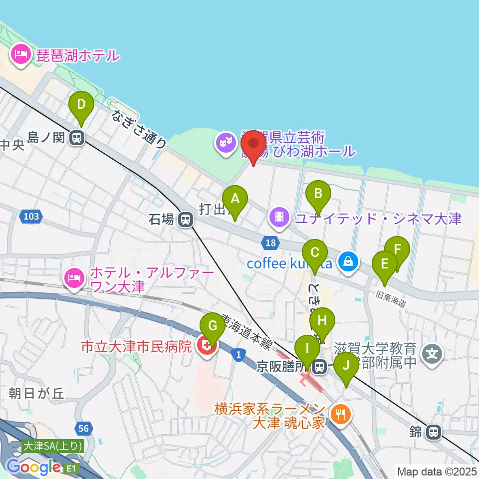 ピアザ淡海 ピアザホール周辺のコンビニエンスストア一覧地図