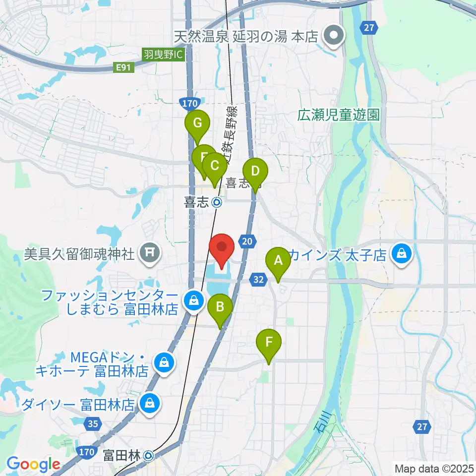 富田林市市民会館レインボーホール周辺のコンビニエンスストア一覧地図