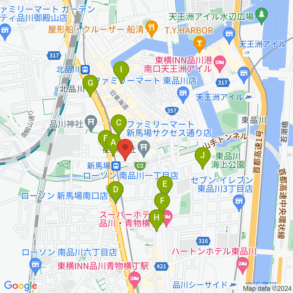 六行会ホール周辺のコンビニエンスストア一覧地図