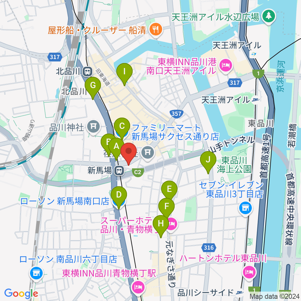 六行会ホール周辺のコンビニエンスストア一覧地図