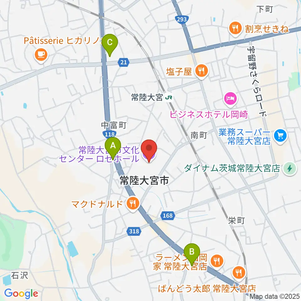 常陸大宮市文化センター ロゼホール周辺のコンビニエンスストア一覧地図