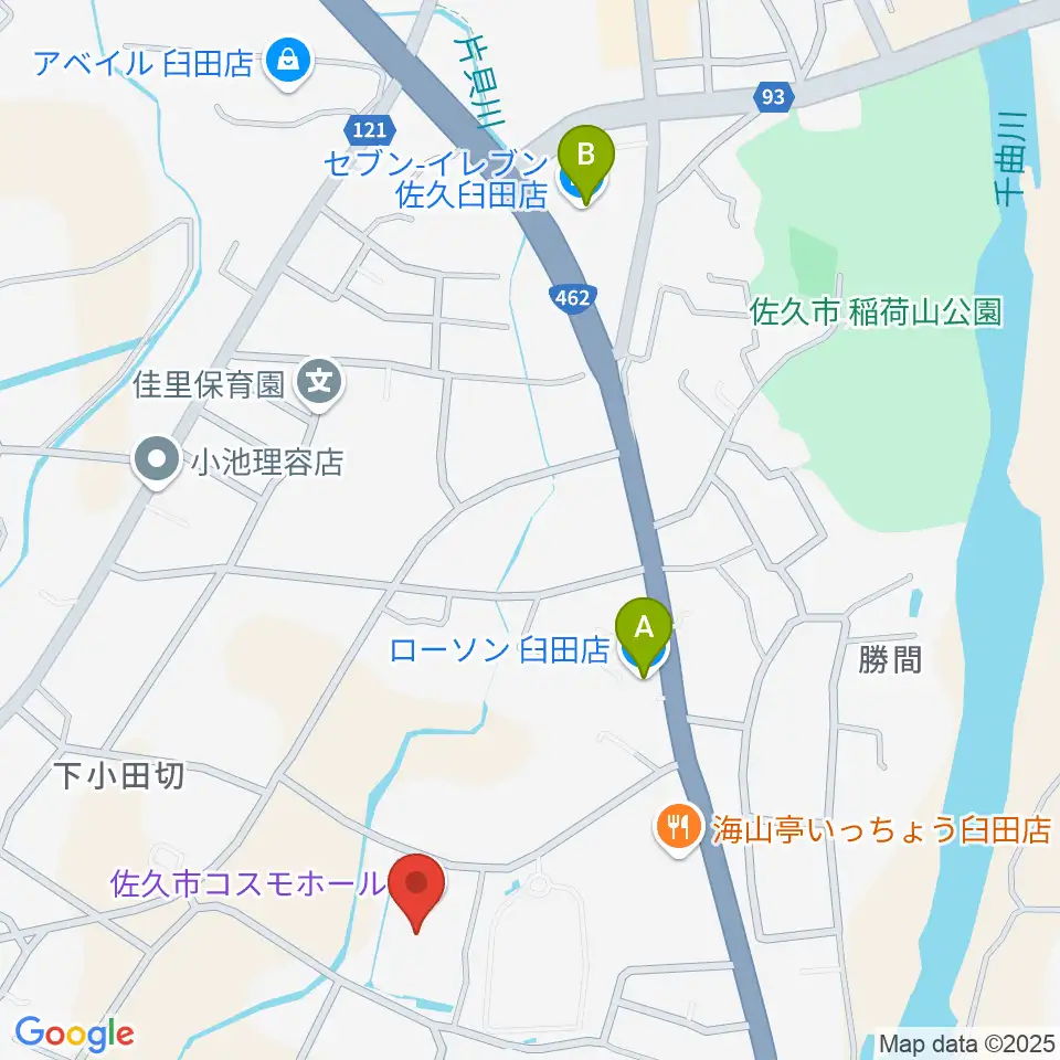 佐久市コスモホール周辺のコンビニエンスストア一覧地図
