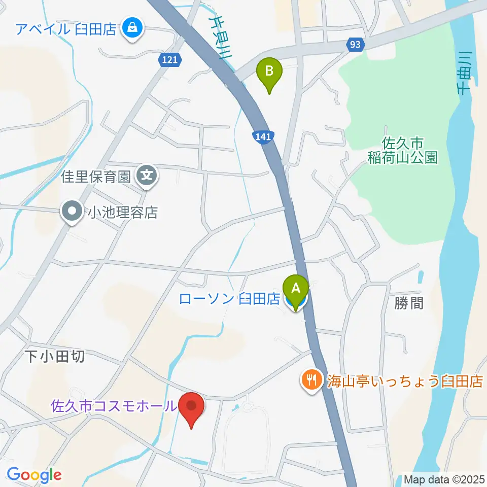 佐久市コスモホール周辺のコンビニエンスストア一覧地図