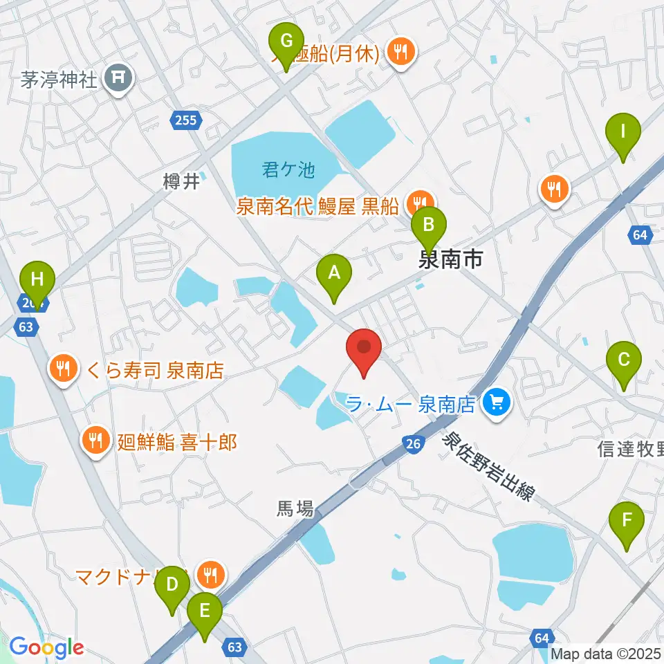 泉南市立文化ホール周辺のコンビニエンスストア一覧地図