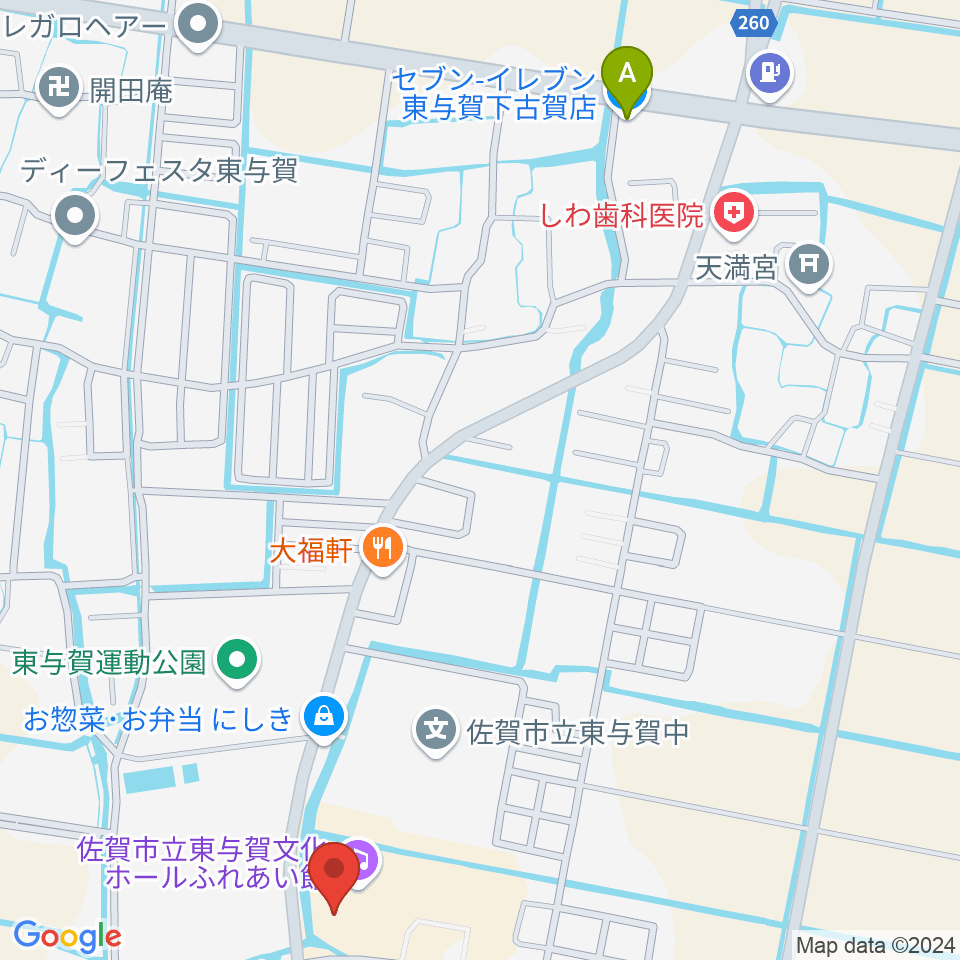 佐賀市立東与賀文化ホール周辺のコンビニエンスストア一覧地図