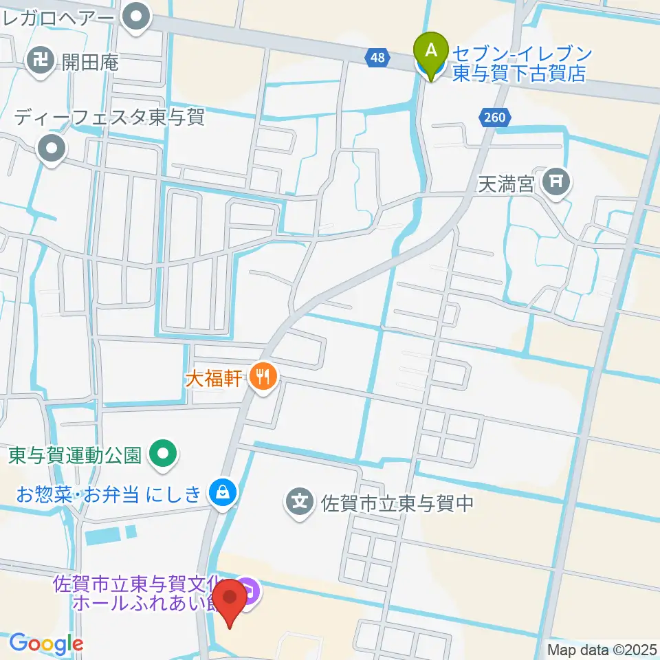 佐賀市立東与賀文化ホール周辺のコンビニエンスストア一覧地図