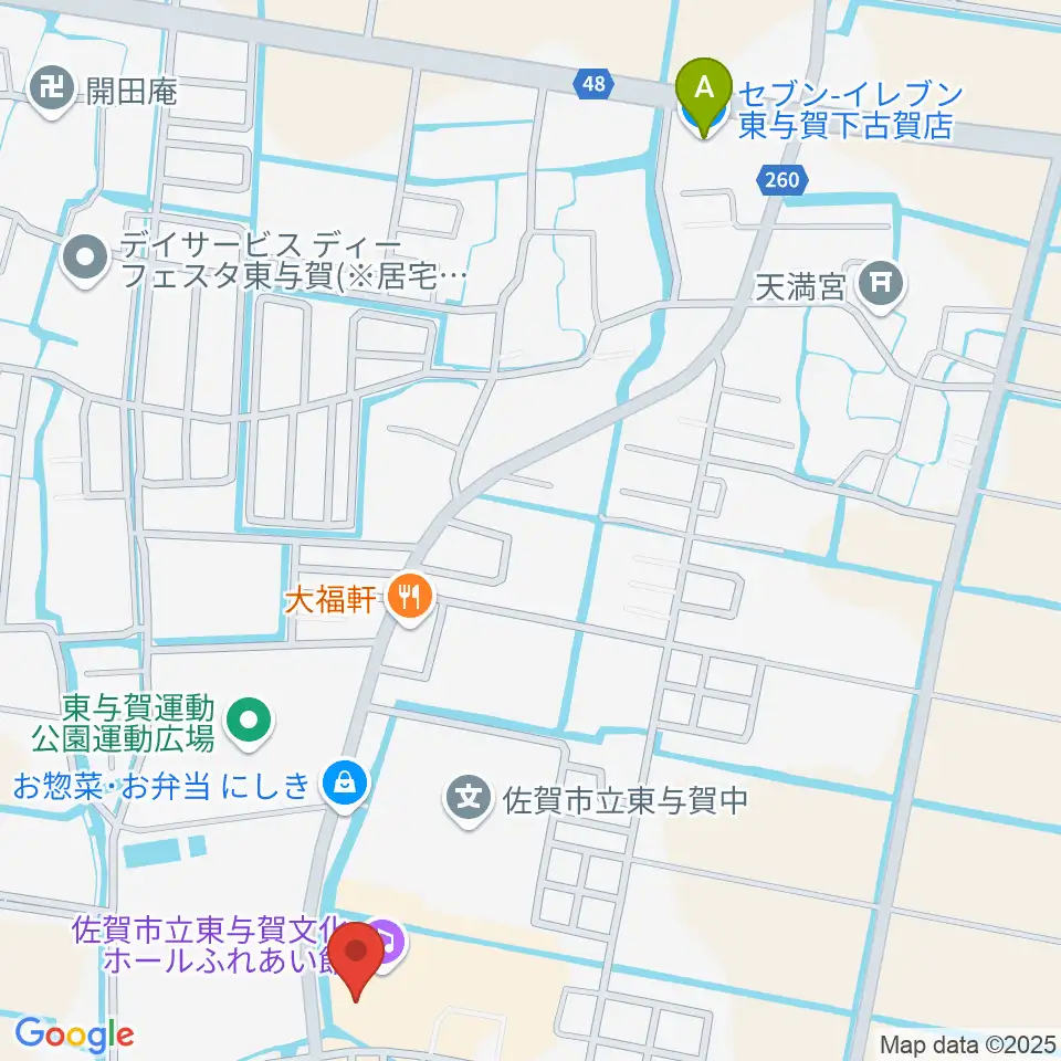 佐賀市立東与賀文化ホール周辺のコンビニエンスストア一覧地図