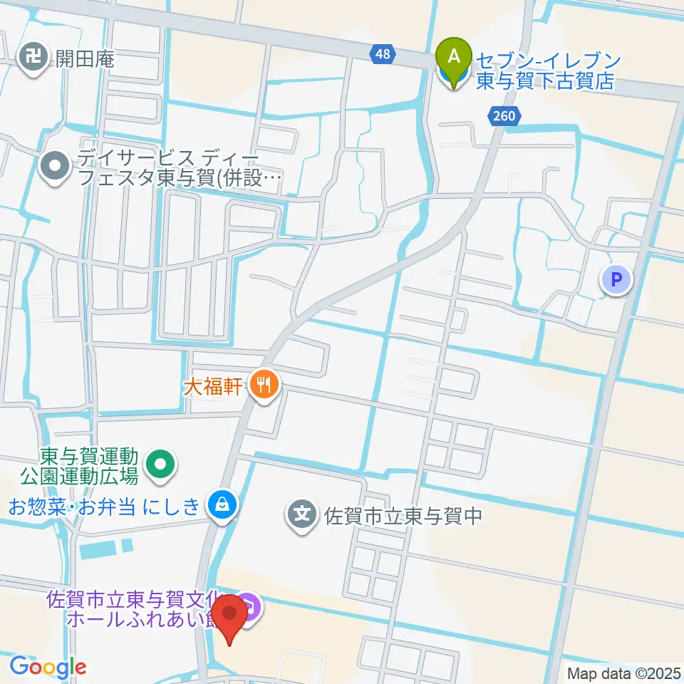 佐賀市立東与賀文化ホール周辺のコンビニエンスストア一覧地図