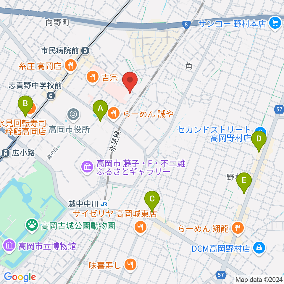 高岡市文化芸能館周辺のコンビニエンスストア一覧地図