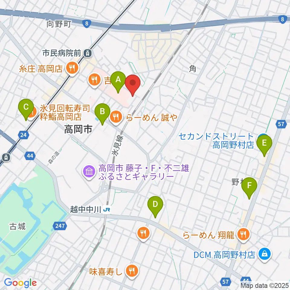 高岡市文化芸能館周辺のコンビニエンスストア一覧地図